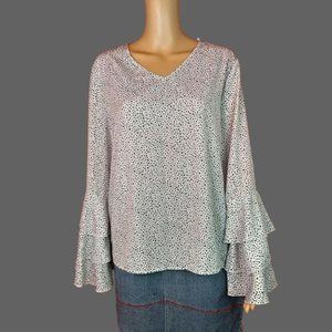 Shein Long ruffle sleeve  v-neck blouse